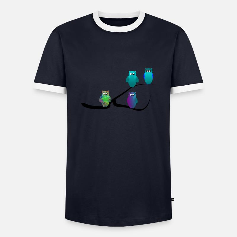 Eule - Männer Kontrast-T-Shirt - Navy/Weiß