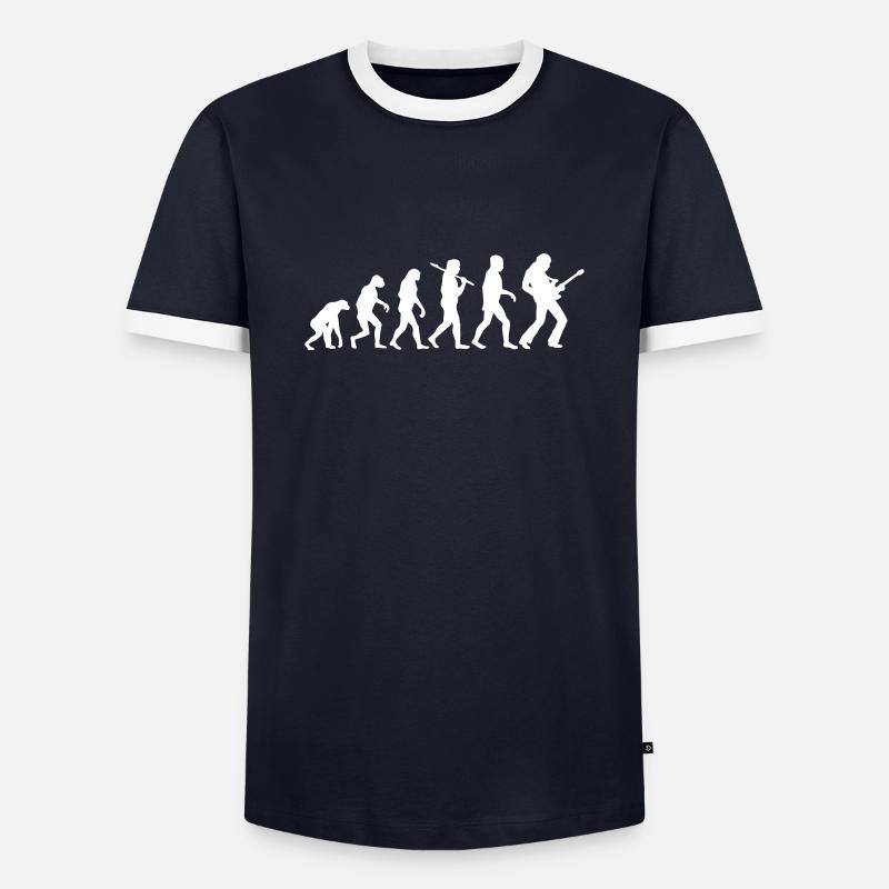 Evolution Rock Guitar - Men's Ringer Shirt - navy/white 