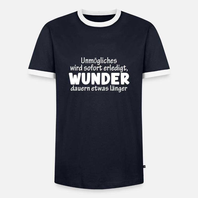 Unmögliches wird sofort erledigt - Männer Kontrast-T-Shirt - Navy/Weiß