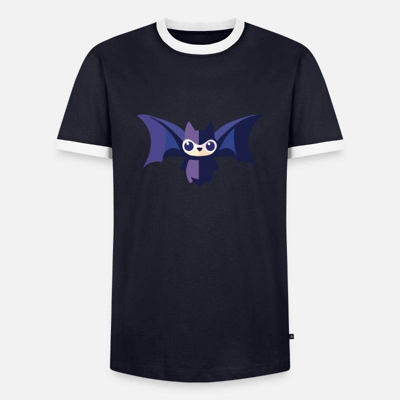 Bat with a face - Men's Ringer Shirt - navy/white 
