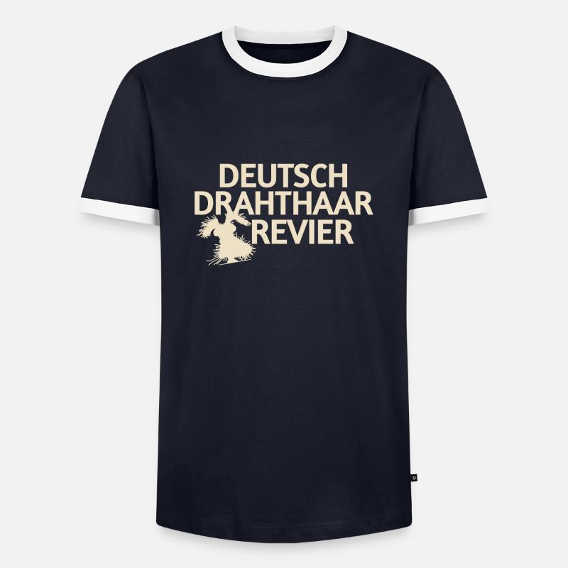 German Wirehaired Pointer - Men's Ringer Shirt - navy/white 