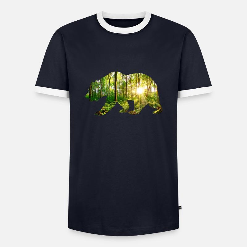 Bear environment - Men's Ringer Shirt - navy/white 