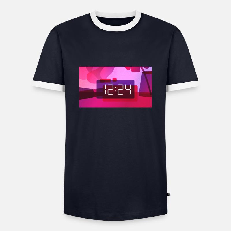 Time – 12:24 PM - Men's Ringer Shirt - navy/white 