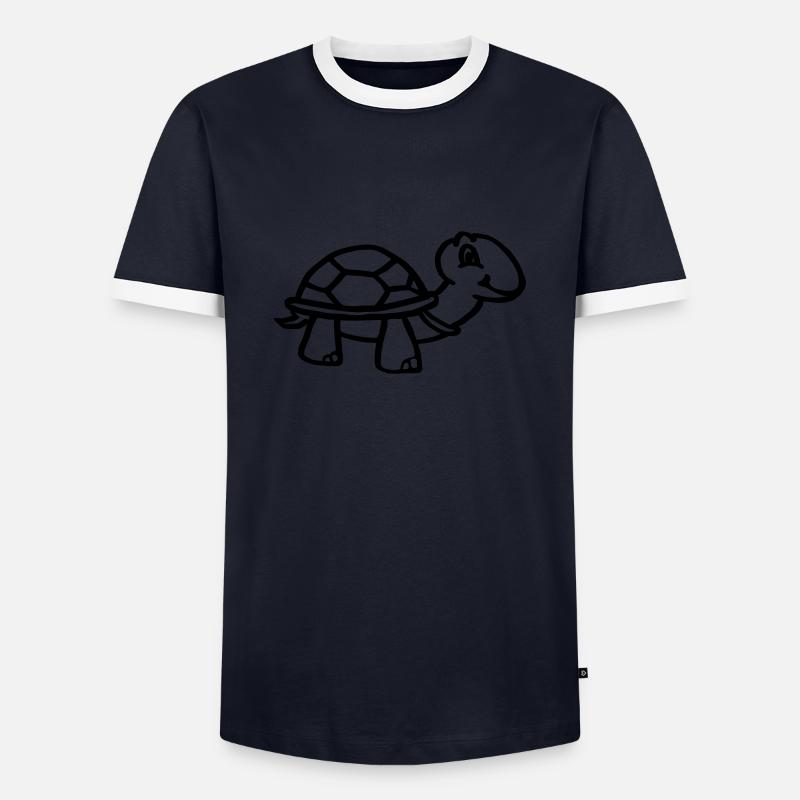 Cute turtle - Men's Ringer Shirt - navy/white 