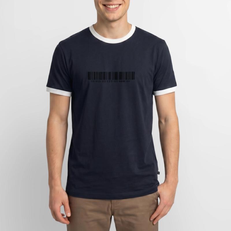 Barcode - Strichcode - Streifen - Codes Männer Kontrast-T-Shirt