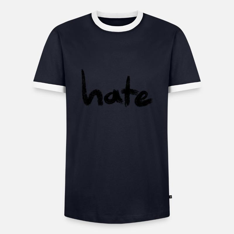 Hate Text Black - Men's Ringer Shirt - navy/white 