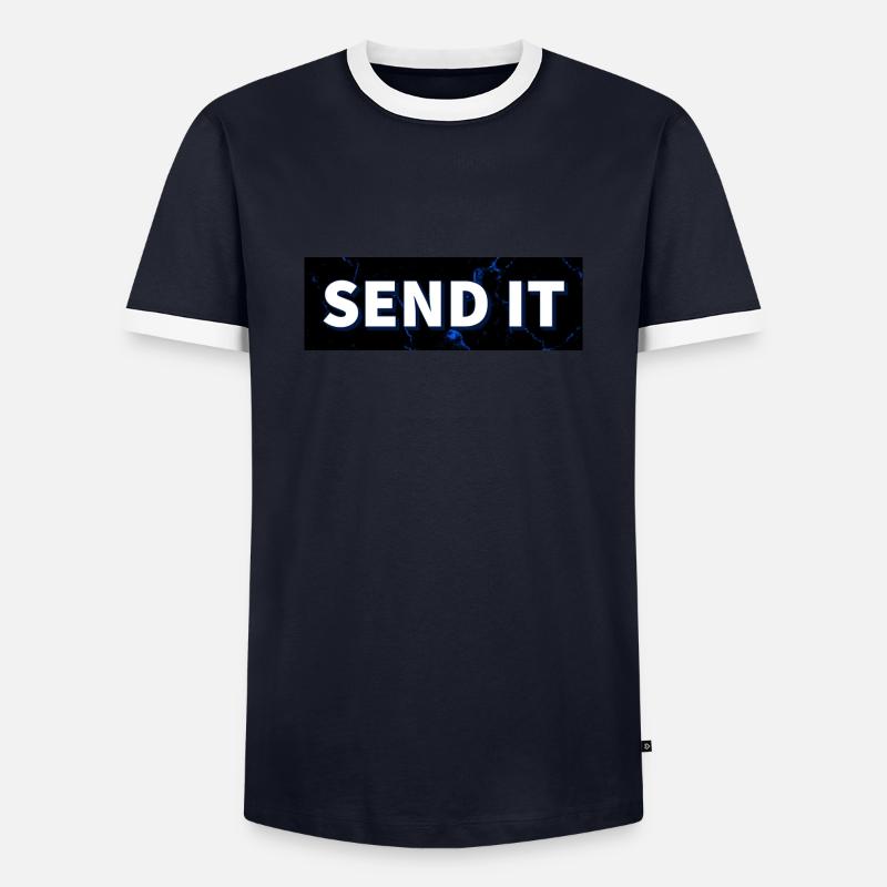 SEND IT box logo - Men's Ringer Shirt - navy/white