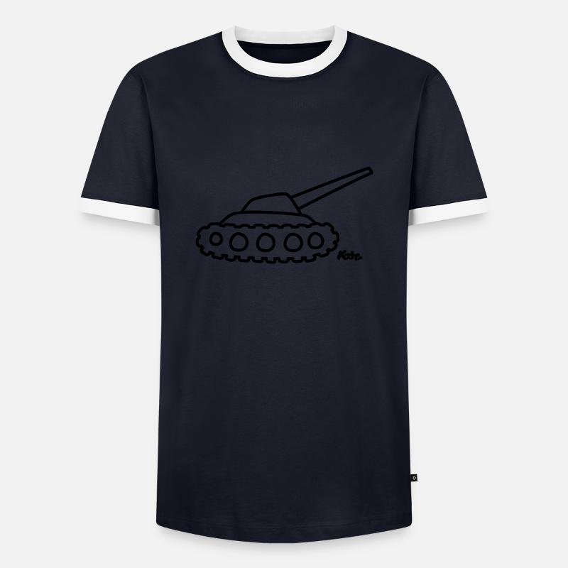 Panzer - Männer Kontrast-T-Shirt - Navy/Weiß 