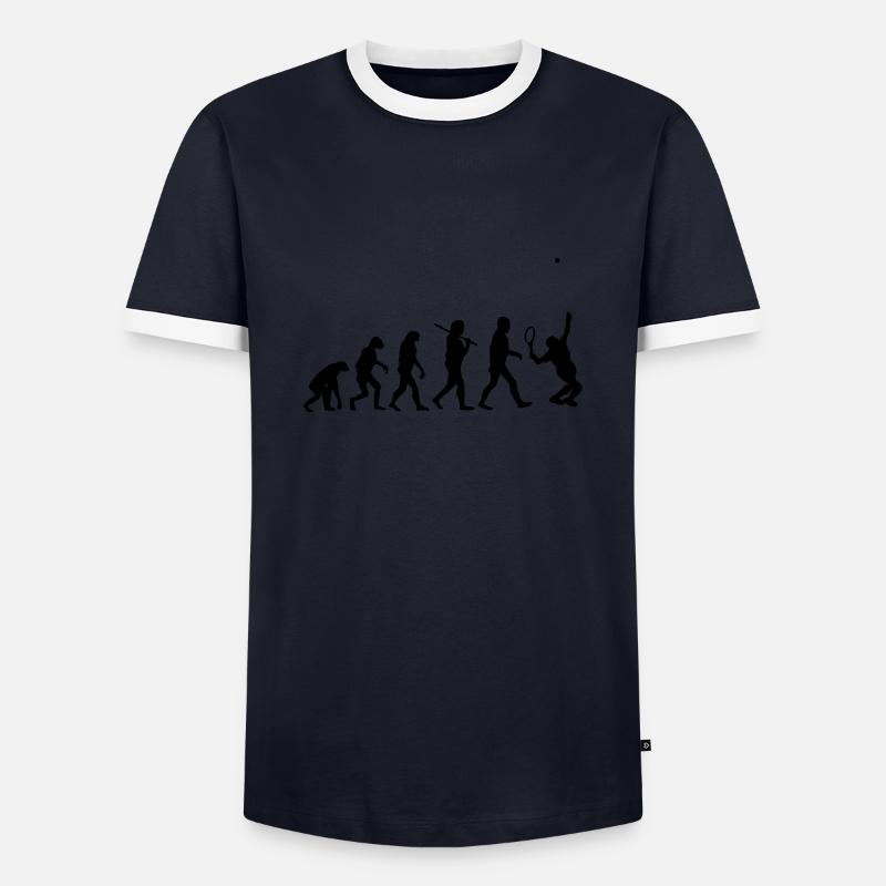 evolution Tennis - Männer Kontrast-T-Shirt - Navy/Weiß 