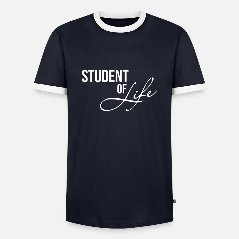 Student - Männer Kontrast-T-Shirt - Navy/Weiß 