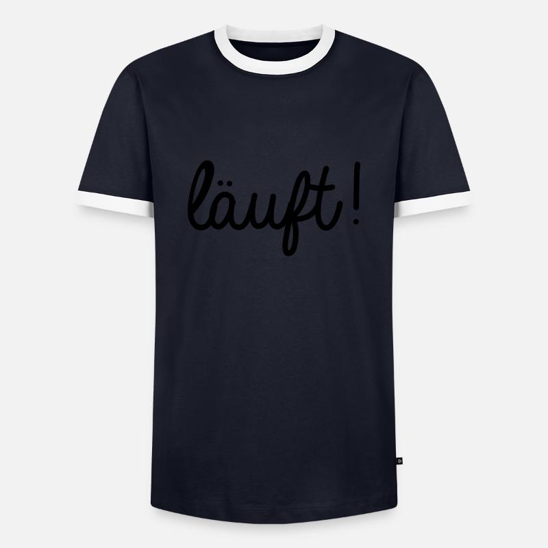 laeuft - Männer Kontrast-T-Shirt - Navy/Weiß