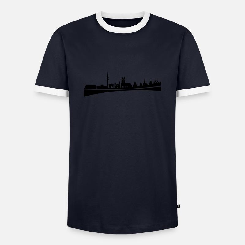 Skyline - München - Männer Kontrast-T-Shirt - Navy/Weiß 