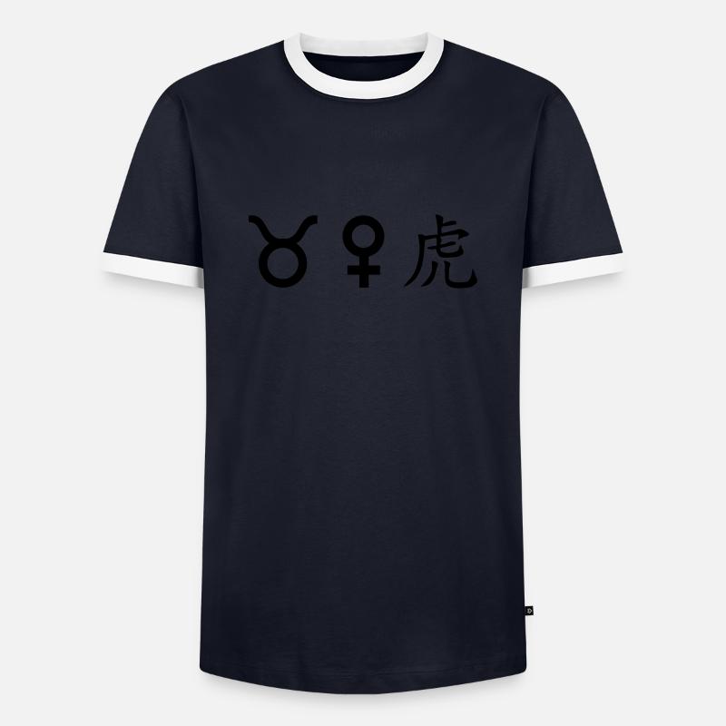 stier venus tiger - Männer Kontrast-T-Shirt - Navy/Weiß 
