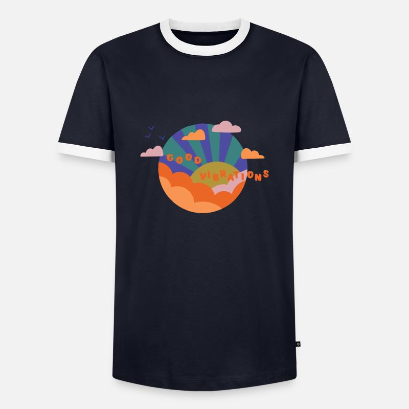 Good Vibrations - Geschenkidee - Gute Laune - Männer Kontrast-T-Shirt - Navy/Weiß 