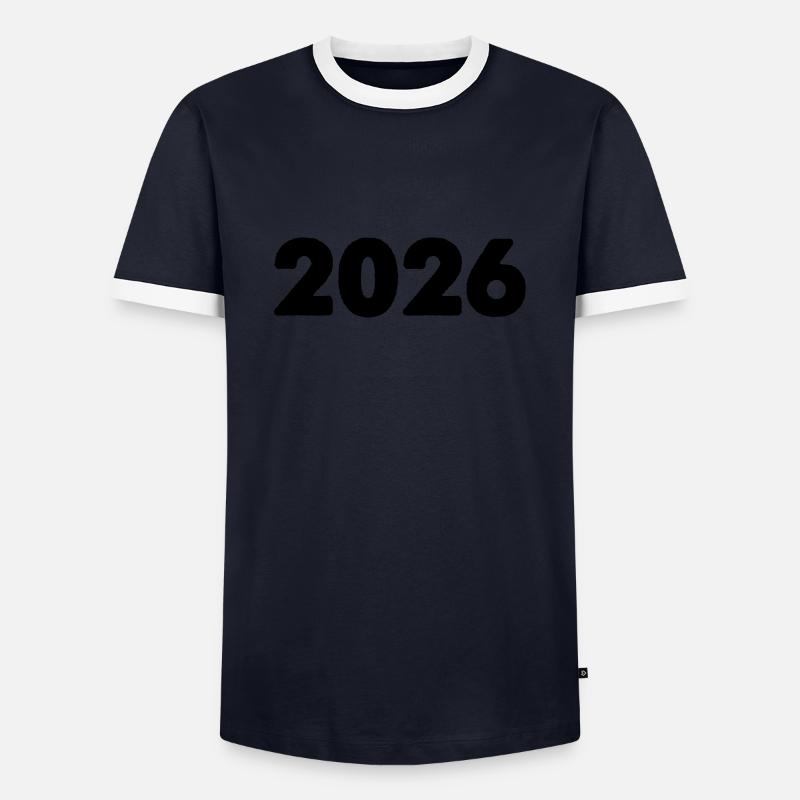 2026 - Männer Kontrast-T-Shirt - Navy/Weiß 