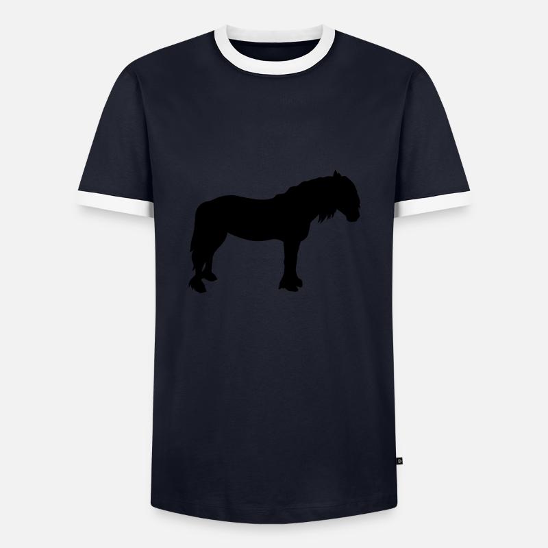 Pferd - Männer Kontrast-T-Shirt - Navy/Weiß 