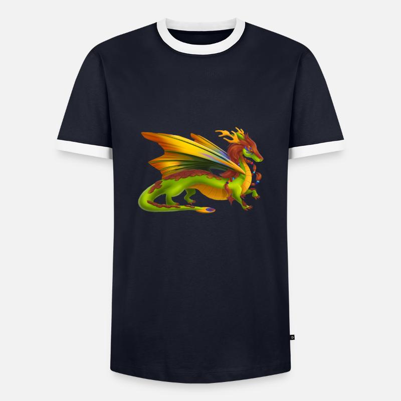Magischer Erde Drache - Drachen der Elemente - Männer Kontrast-T-Shirt - Navy/Weiß 