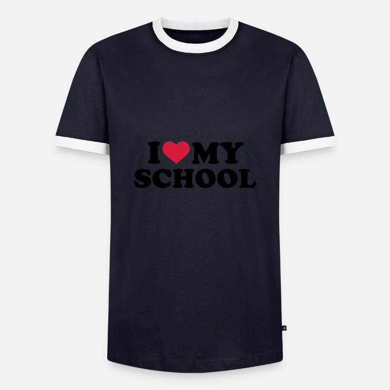 Schule - Männer Kontrast-T-Shirt - Navy/Weiß