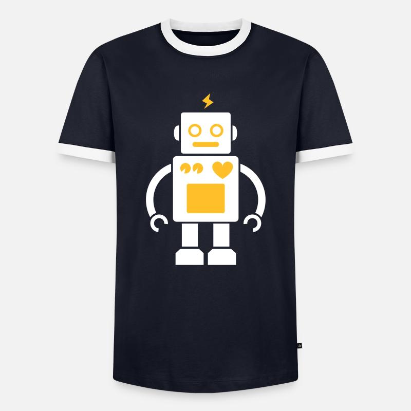Roboter / Robot #2_2c - Männer Kontrast-T-Shirt - Navy/Weiß 