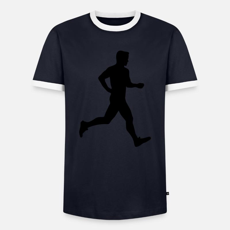 Running Man, runner - Men's Ringer Shirt - navy/white