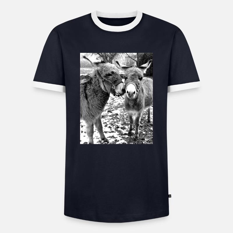 Zwei Esel - Männer Kontrast-T-Shirt - Navy/Weiß 