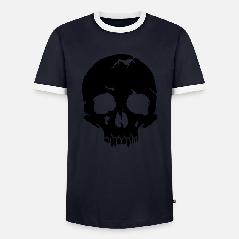 Skull - Männer Kontrast-T-Shirt - Navy/Weiß 