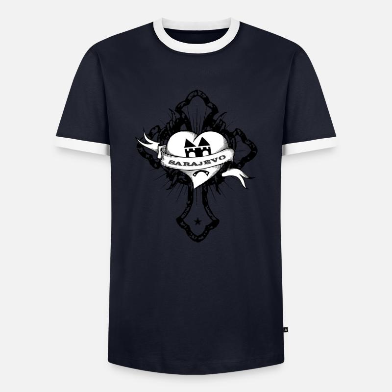 Sarajevo - Männer Kontrast-T-Shirt - Navy/Weiß 