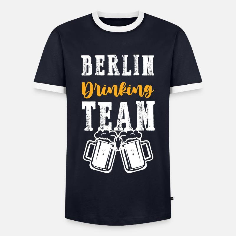 Berlin Drinking Team - Men's Ringer Shirt - navy/white 