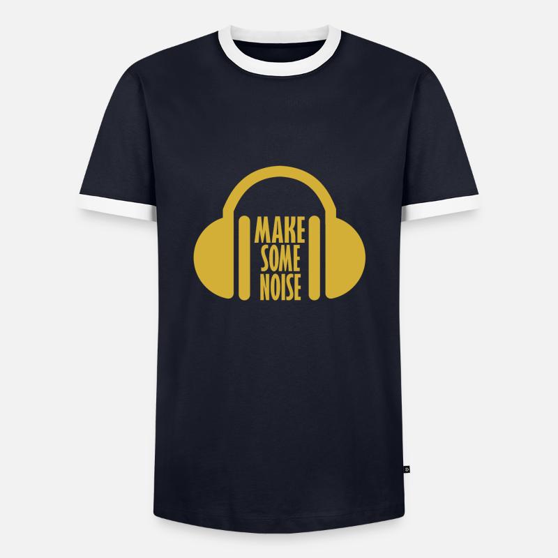 Kopfhörer - Männer Kontrast-T-Shirt - Navy/Weiß 