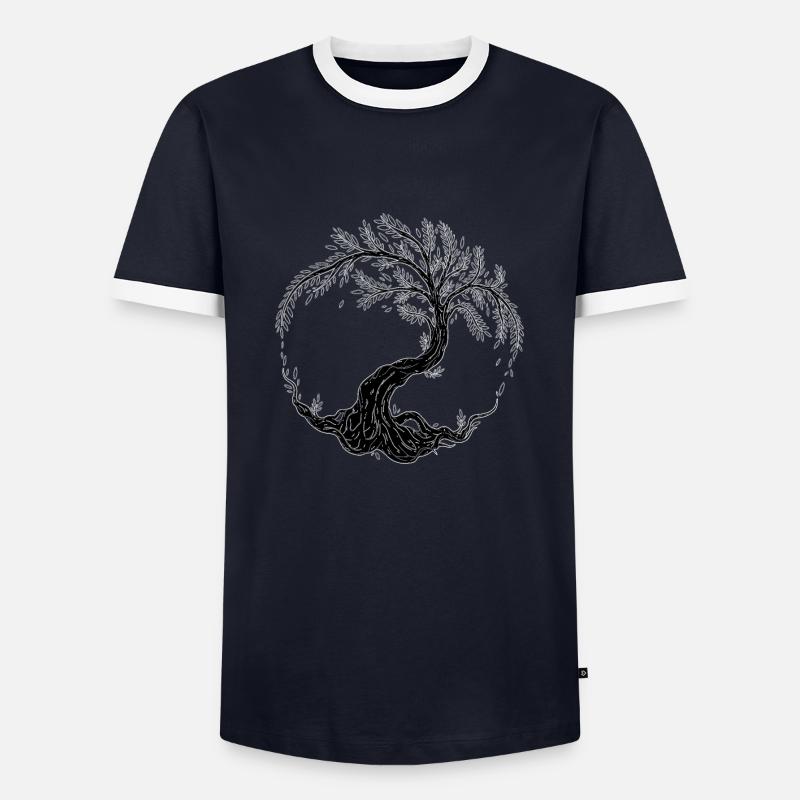 Baum des Lebens. - Männer Kontrast-T-Shirt - Navy/Weiß