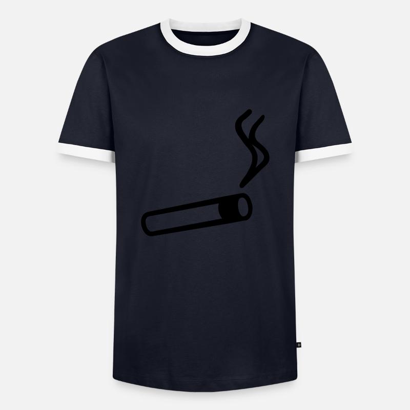 Zigarette - Männer Kontrast-T-Shirt - Navy/Weiß 