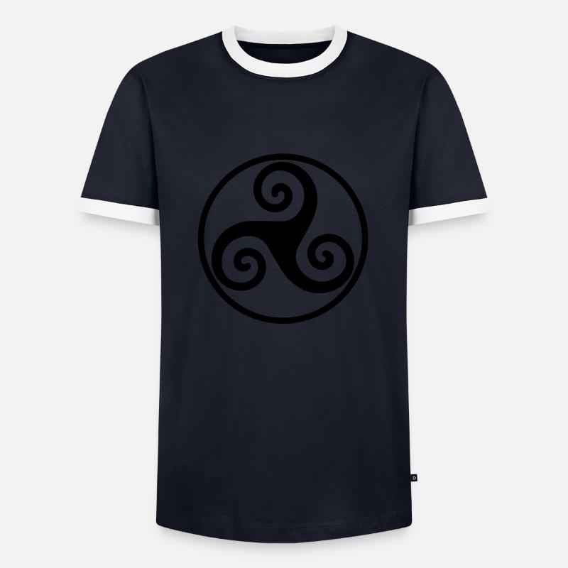 Triskele Celtic circle - Men's Ringer Shirt - navy/white