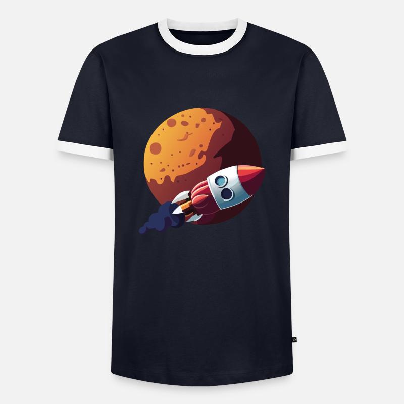 mars rakete - Männer Kontrast-T-Shirt - Navy/Weiß 