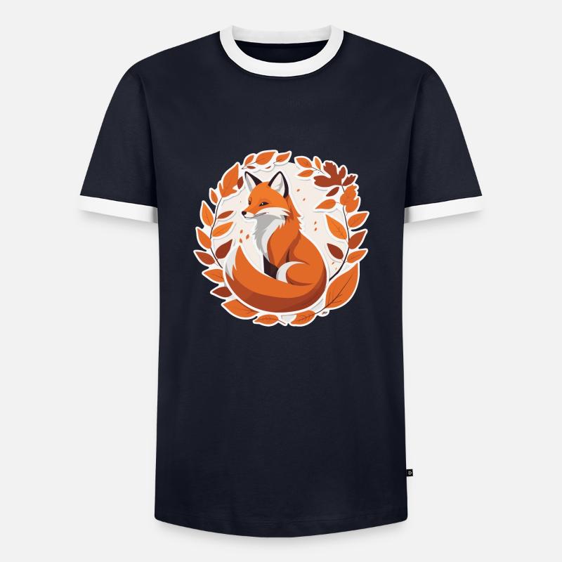 Fuchs im Herbst #2 - Männer Kontrast-T-Shirt - Navy/Weiß 