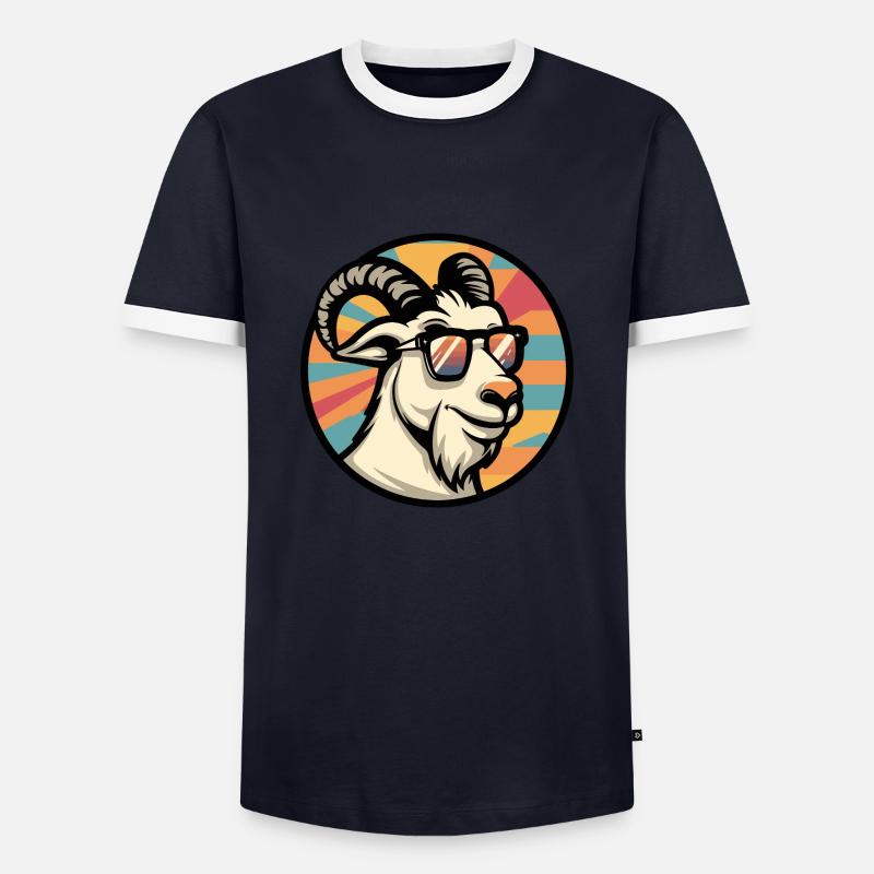 Bergziege Comic Cool - Männer Kontrast-T-Shirt - Navy/Weiß 