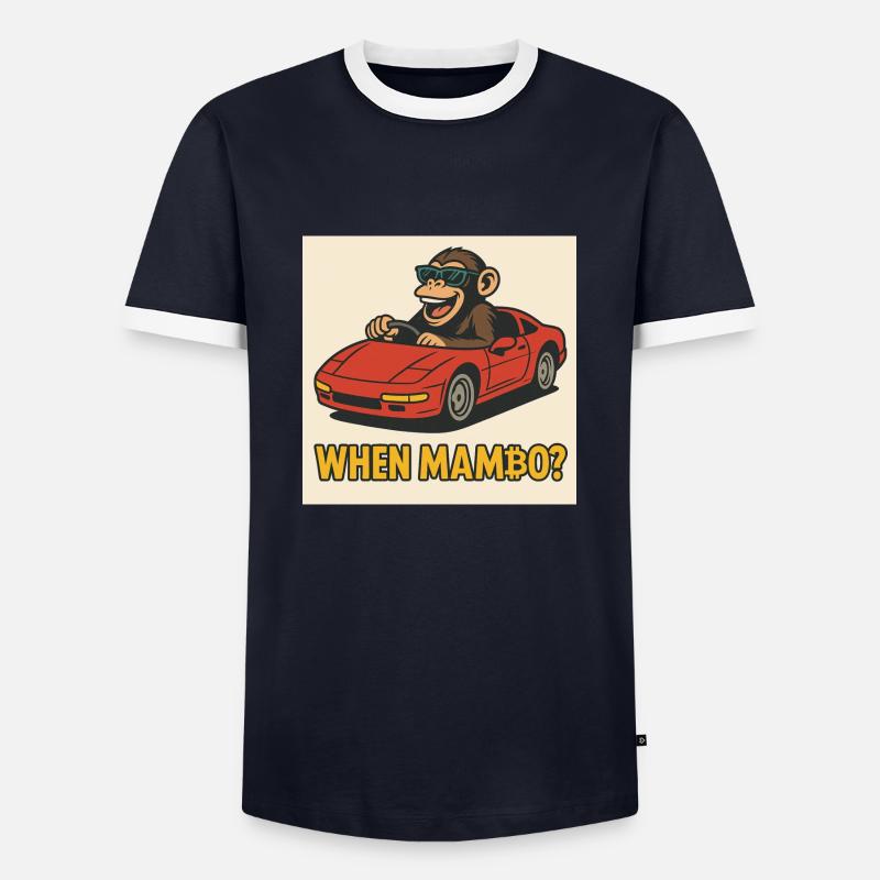 Bitcoin meets Monkey Joe - Männer Kontrast-T-Shirt - Navy/Weiß