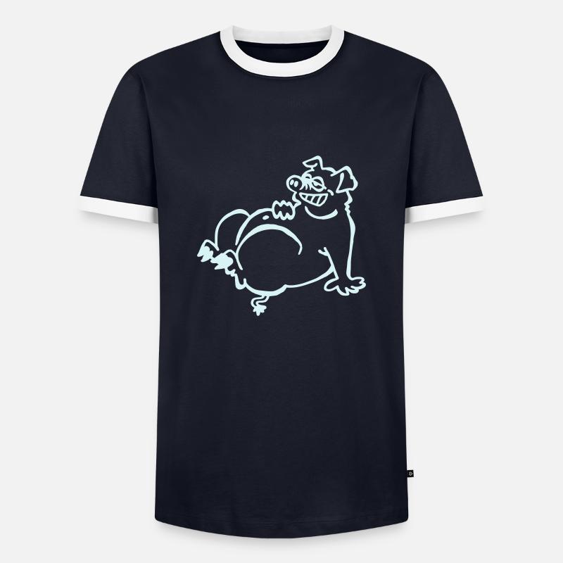 Lazy pig - Men's Ringer Shirt - navy/white 