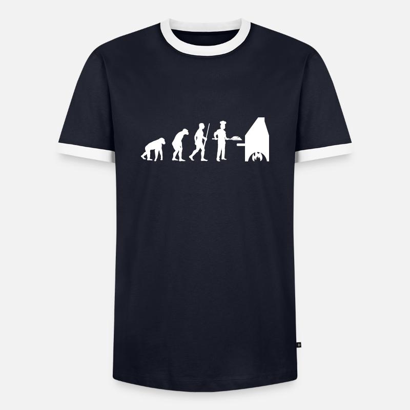 Bäcker evolution - Männer Kontrast-T-Shirt - Navy/Weiß