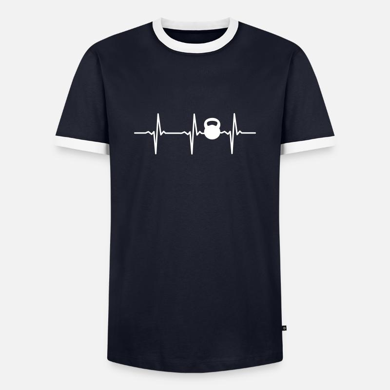 Heartbeat Kettlebell - Männer Kontrast-T-Shirt - Navy/Weiß 