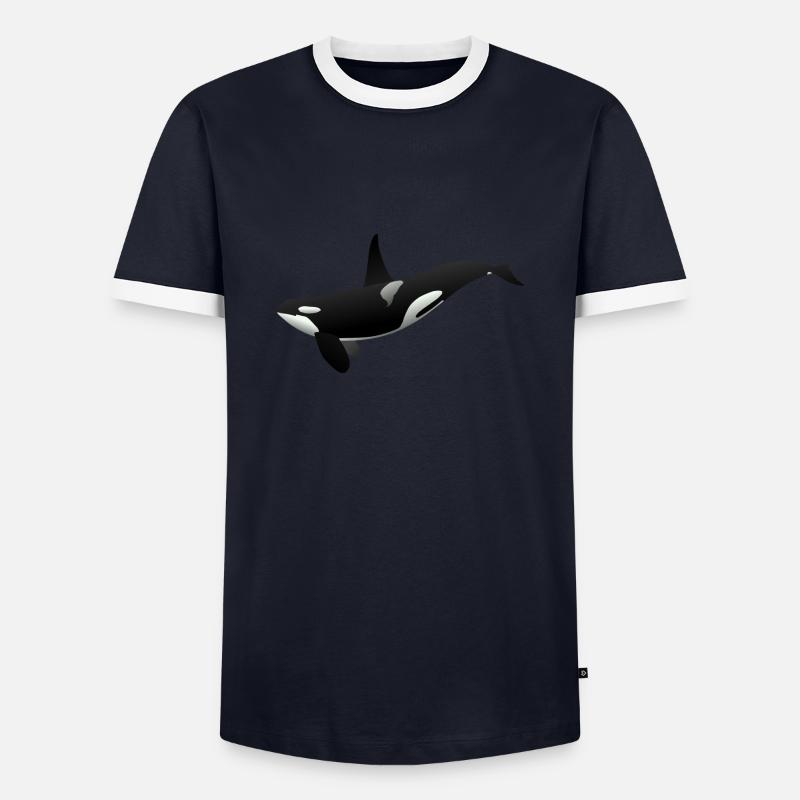 Orca - Männer Kontrast-T-Shirt - Navy/Weiß