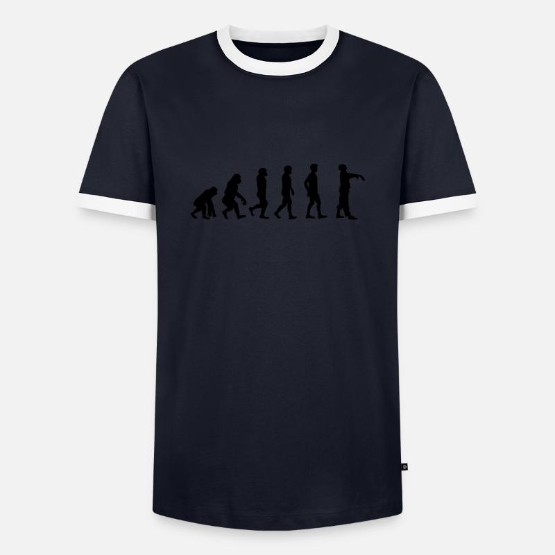 Evolution Zombie - Men's Ringer Shirt - navy/white 
