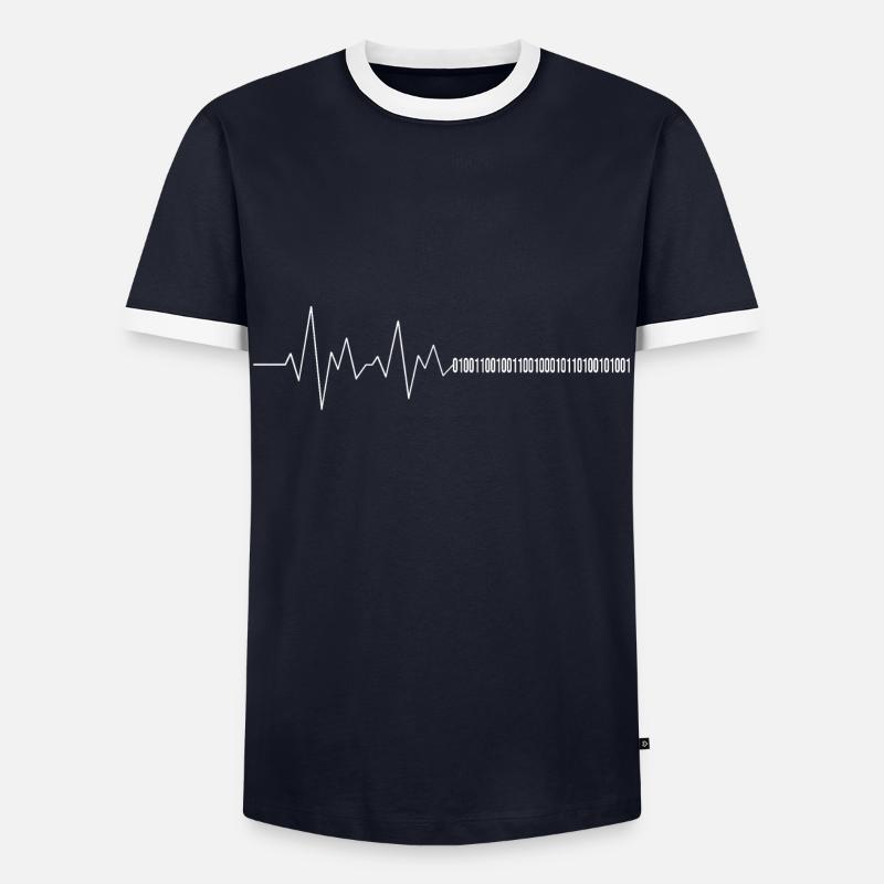 Informatiker Herzschlag Binärcode Programmierer - Männer Kontrast-T-Shirt - Navy/Weiß 