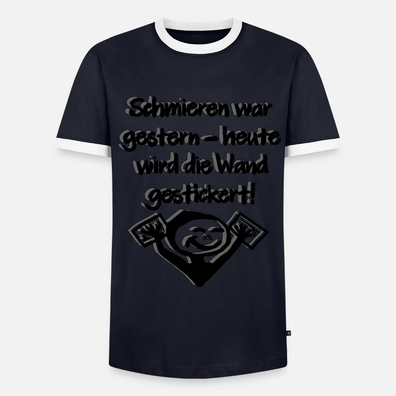 Heute wird gestickert - Männer Kontrast-T-Shirt - Navy/Weiß 