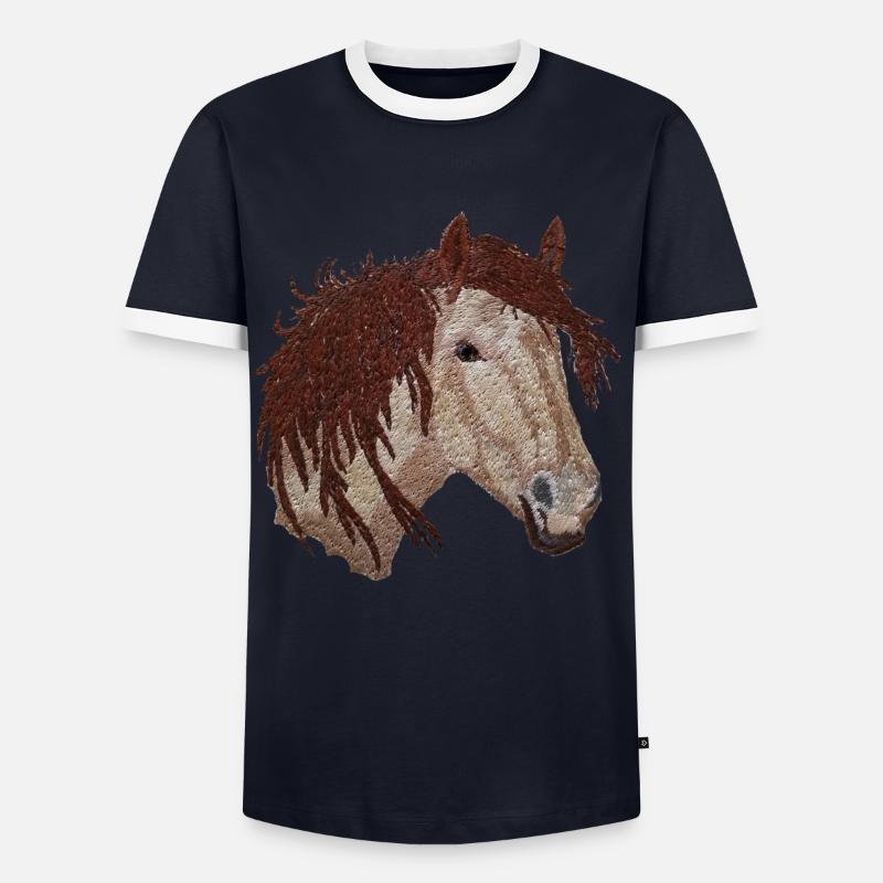 Pferd, Pferdekopf, Pferde - Männer Kontrast-T-Shirt - Navy/Weiß 