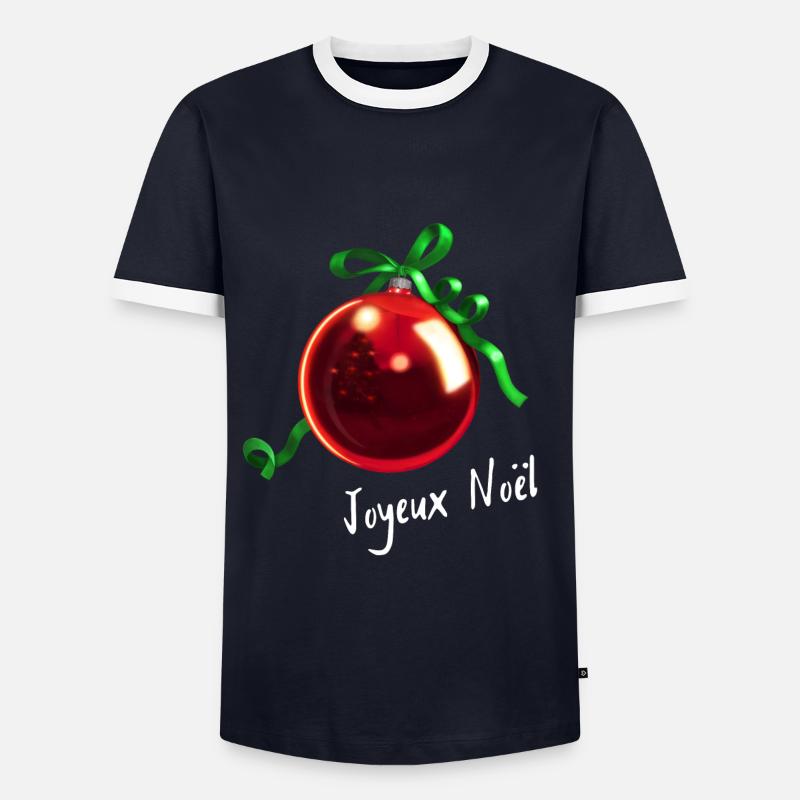 Christmas tree Joyeux Noël - Men's Ringer Shirt - navy/white