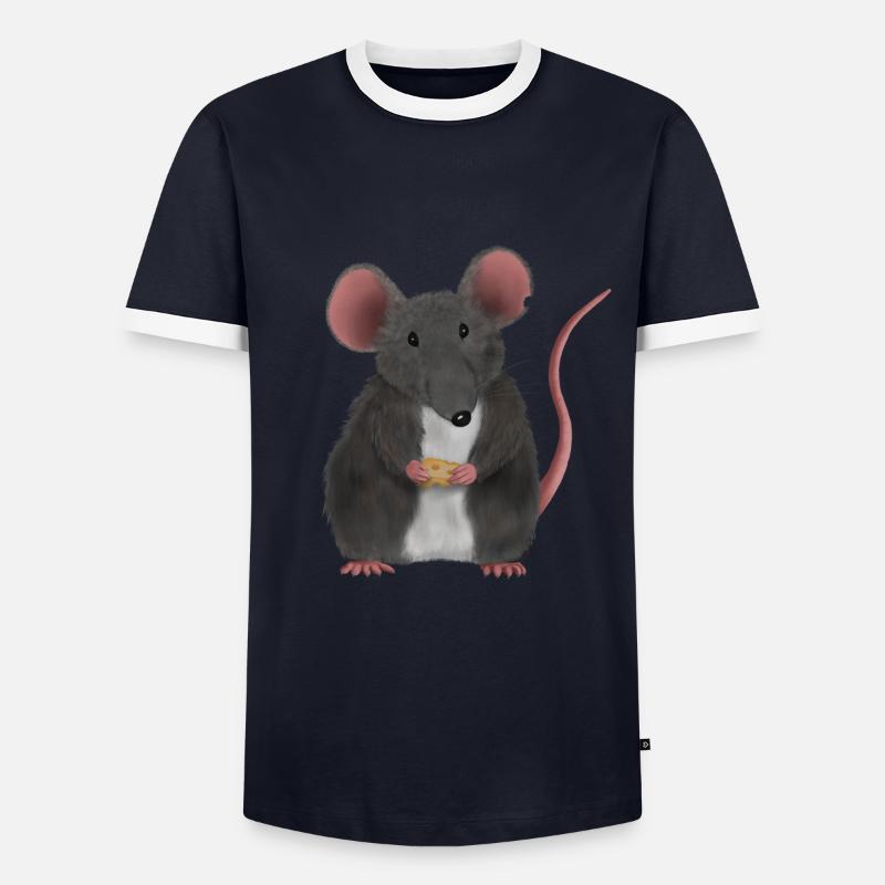 Kleine süße Maus oder Ratte - Männer Kontrast-T-Shirt - Navy/Weiß