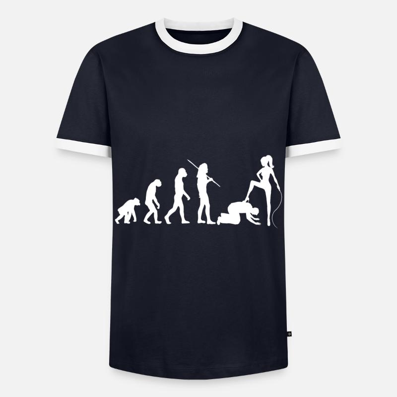 Evolution - dominatrix and slave - Men's Ringer Shirt - navy/white