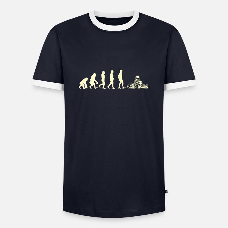 Geschenk Shirt kart evolution - Männer Kontrast-T-Shirt - Navy/Weiß