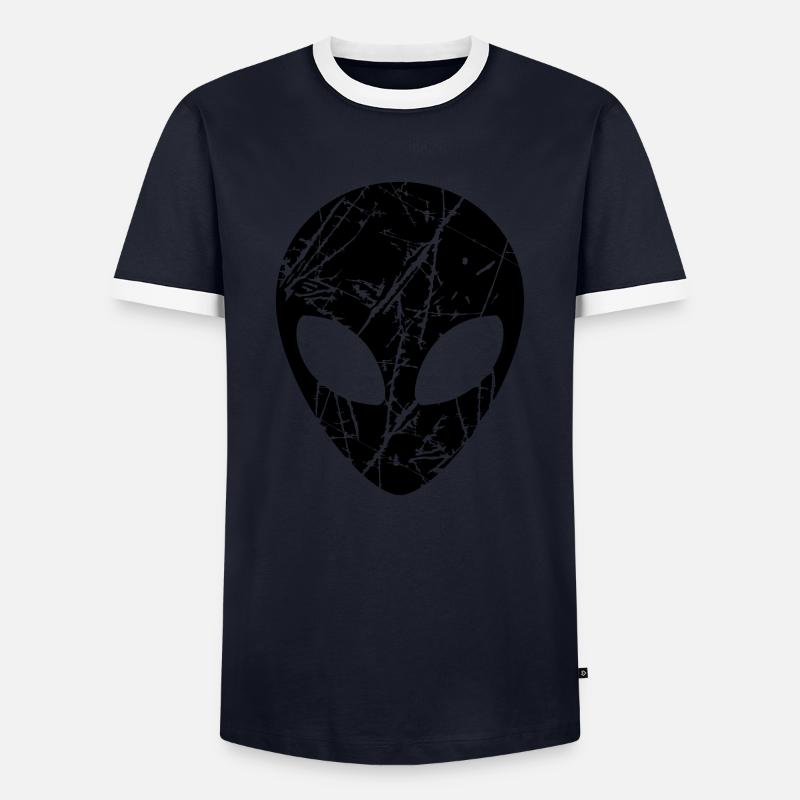 Risse Kopf Alien - Männer Kontrast-T-Shirt - Navy/Weiß 