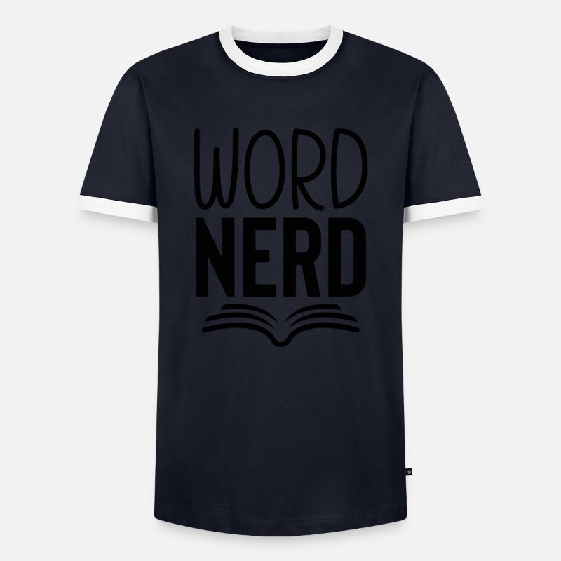 Word Nerd - Men's Ringer Shirt - navy/white
